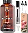 Bionoble Rizinusöl Bio 50ml - 100% Rein, Natürlich und Kaltgepresst - Wimpern, Augenbrauen, Haare, Bart, Nägel - Vegan und Cruelty Free -Castor Oil - Glasflasche + Pipette + Pumpe + Mascara Kit