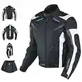 A Pro Motorcycle Jacket CE Armored Textile Motorbike Racing Thermal Liner Black and white M