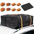 Heavy Duty Universal Car Roof Bag 432 litres, Waterproof 500D PVC, (Roof Rack Not Required) Ideal Cargo Travel Box for Luggage including Non-slip Mat, Hooks & Lash Straps - 15 Cubic Feet