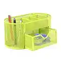 Geoyien Organizer Cancelleria Scrivania,Portapenne con Cassetto Organizer per Scuola,Portapenne con Cassetto,Organizer portapenne in metallo con 8 scomparti e 1 cassetto per ufficio domestica Verde