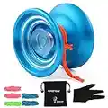 MAGICYOYO Yo-yos réactifs K7 Yoyo Professionnel Yo Yo débutant avec des Cordes Pochette Cadeau Jouet Gant pour 8 Enfants + Bleu