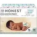 The Honest Company Clean Conscious Diapers | Plant-Based, Sustainable | Dots & Dashes + Multi-Colored Giraffes | Club Box, Size Newborn, 76 Count