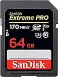 SanDisk Extreme PRO 64GB SDXC Memory Card up to 170MB/s, UHS-1, Class 10, U3, V30, Black