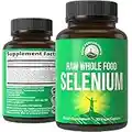 Raw Whole Food Selenium Supplement - Pure Selenium Vegan Capsules for Immune System, Thyroid Support, Heart Health, Prostate. Superior Absorption 30 Pills