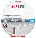 tesa Montageband Tapete&Putz, 10 kg Haltekraft pro Meter - starkes, doppelseitiges Montageklebeband zur Befestigung auf Gips und Tapeten - 5 m x 19 mm