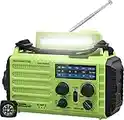 5-Way Powered Emergency Weather Radio,5000 Rechargeable AM/FM/SW/NOAA Radio with Solar Charging,Hand Crank,AAA Operated,SOS Alarm,USB Charger,LED Camping Flashlight/Reading Lamp,Headphone Jack,Compass