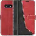 Mulbess Klapphülle für Samsung Galaxy S10E Schutz Case, Kunstleder Handy-Hülle mit Kick-Ständer, Kartenetui, Bookcase, Stilvoll Wein Rot