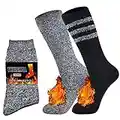 Jormatt 2 Pairs Thick Thermal Socks Soft Insulated Heated Boot Warm Fleece Boot Socks Winter Cold Weather,Men Shoes Size 9-12