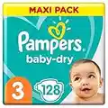 Pampers Baby-Dry Size 3 128 Nappies up to 12 Hours All-Round Protection, 6-10kg, 2,611 kg