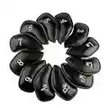 Craftsman Golf 12pcs Thick Synthetic Leather Golf Iron Head Covers Set Headcover fits All Brands Callaway Ping Taylormade Cobra Etc.