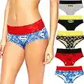 Andyshi Culottes Femme Coton Slip Femme Coton Batman Slips Superman sous-vêtements Lingerie Dentelle Shorties 5PCS