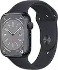 Apple Watch Series 8 (GPS, 45mm) Smartwatch - Aluminiumgehäuse Mitternacht, Sportarmband Mitternacht - Regular. Fitnesstracker, Blutsauerstoffund EKGApps, Always-On Retina Display, Wasserschutz