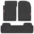 Motor Trend FlexTough Advanced Black Rubber Car Floor Mats – 3 Piece Trim to Fit Floor Mats for Cars Truck SUV, All Weather Automotive Liners with Traction Grips and Multiple Trim Lines