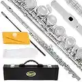 Lazarro Professional Silver Nickel Closed Hole C Flute for Band, Orchestra, with Case, Care Kit and Warranty, 120-NK