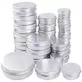 JNCH 30pcs 15ml+30ml+60ml Pot en Aluminium Argenté avec Couvercle Boîtes Cosmétiques Vide Conteneurs Rondes pour Baume Bougie Stockage de Voyage