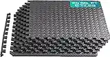 Yes4All Interlocking Exercise Foam Mats – Interlocking Floor Mats for Gym Equipment – Eva Interlocking Floor Tiles (24 Square Feet – Black – 6 pcs)