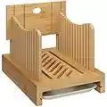Bamboo Bread Slicer for Homemade Bread,Adjustable Width Bread Slicing Guides. Sturdy Wooden Bread Cutting Board. Makes Cutting Bagels or Even Bread Slices Easy