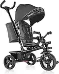 lionelo Haari 2in1 Bicicletta Triciclo e Passeggino Fronte Mamma o Fronte Strada Regorabile Compatto con Borsa Spaziosa e Portabibite Barra di Sicurezza Cinture a 3 Punti da 1 Anni Fino a 25kg (Grey)