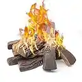 Gas Fireplace Logs,10pcs Large Faux Firepit Logs, Mr. Ton Decorative Ceramic Wood Log Set for Indoor Outdoor Gas Insets, Vented,Ventless, Electric,Ethanol,Gel Fireplaces