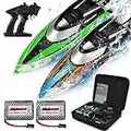 ALPHAREV RC Boat with Case R308MINI 2 Packs 20+ MPH Remote Control Boat for Pools and Lakes, 2.4 GHZ RC Boats for Adults and Kids