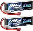 Zeee 2S Lipo Batería 2200mAh 7.4V 50C Batería RC con Deans Plug para FPV Drone Quadcopter Helicóptero Avión RC Barco RC Coche Modelos RC (Paquete de 2)