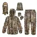 Ghillie Suit, Kids and Adult 3D Leafy Suit for Hunting, Hunting Gear Including Hunting Clothes, Hunting Gloves, Leafy Face Mask and Bag, Lightweight Leafy Camo Suit for Jungle Hunting and Halloween, L