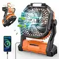 ONLYNEW Portable Fan Rechargeable, Battery Powered Fan with LED Lantern, Small Table Fan Personal, USB Battery Operated Fans for Travel Bedroom Home Camping Tent Office Beach Desk, Orange