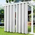 LiveGo Outdoor Vorhänge Wasserdicht, Outdoor Verdunkelungsvorhang mit Ösen, Vorhang Blickdicht für den Gartenlaube, Schiebetür, Pergola, Privatsphäre Wärmeisoliert (2 Stück/132 * 213cm, Elfenbein)