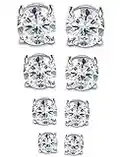 Jstyle 4 Pairs Stainless Steel Mens Womens Magnetic Stud Earrings Non-piercing CZ 4-7mm