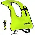 Lyuwpes Inflatable Snorkel Vest Adult Snorkeling Jackets Free Diving Swimming Safety Load Up to 220 Ibs Green