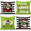 Cirzone Christmas Pillow Covers 18x18 Merry Christmas Grinch Christmas Pillows Grinch Decor Farmhouse Christmas Throw Pillow Covers Set of 4 Christmas Decorations for Home