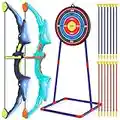 2 Pack Bow and Arrow Set for Kids, Light Up Archery Set with 14 Suction Cup Arrows, Archery Targets Outdoor Games for Kids Ages 4-8 8-12, Birthday Gifts Toys for 5 6 7 8 9 10 11 12 Year Old Boys Girls