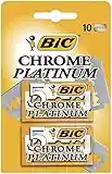 BIC Chrome Platinum, Double Edge Safety Razor, Disposable Single Blades, Stainless Steel, Pack of 10