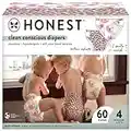 The Honest Company Clean Conscious Diapers | Plant-Based, Sustainable | Wild Thang + Rose Blossom | Club Box, Size 4 (22-37 lbs), 60 Count (Pack of 1)