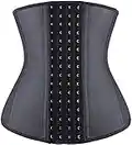 YIANNA Women Long Torso Waist Trainer for Weight Loss Body Shaper Cincher Latex Corset 4 Hooks Black 11211 S