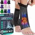 MODVEL 2 Pack Ankle Brace Compression Sleeve | Injury Recovery, Joint Pain | FSA or HSA eligible | Achilles Tendon Support, Plantar Fasciitis Foot Socks with Arch Support (Medium) (MV-151-M-BL)