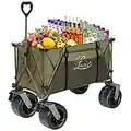 LITELEPH Zusammenklappbare Wagons Carts, robuster, faltbarer Strandwagen mit großen Rädern für Sand, super großer 230 l Fassungsvermögen, für Garten, Outdoor, Picknick, Camping, Grün