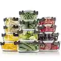 FineDine Glass Food Storage Containers - 24-Piece Airtight Pantry Food Containers with Lids - Leak Proof Meal Prep Containers for Travel or Dining - Freezer, Oven & Dishwasher Safe