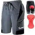 Sportneer Padded Bike Shorts Men's 3D Padded Mountain Bike Cycling Shorts with Loose Fit, L