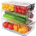 Set Of 7 Stackable Refrigerator Organizer with Lids, Fridge Organization and Storage Clear Containers, BPA-Free Plastic Pantry Bins for Fruits, Vegetable, Food, Drinks