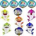 SPARKLERS Pack of 11 Pcs Shark Party Balloons for Baby, 5 Pcs 26” Helium Baby Shark Party Supplies with 6 Pcs 17” Round Balloons for Baby Shower Party and Birthday Decoration Supplies
