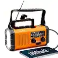 Emergency Hand Crank Weather Radio with 10000mAh Battery Backup,Type-C Charging Portable Solar AM FM NOAA Radio with USB Charger,Flashlight,Reading Lamp,Compass,SOS for Outdoor Camping Hurricane Storm