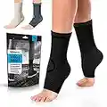 PowerLix Ankle Brace Compression Support Sleeve (Pair) for Injury Recovery, Joint Pain and More. Plantar Fasciitis Foot Socks with Arch Support, Eases Swelling, Heel Spurs, Achilles Tendon