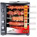 Brazilian Flame Rotisserie Grill Roaster with 5 Auto Rotating Skewers in Black for Rotisserie Chicken, Steak, Fish, Brazilian Style BBQ and Churrasco, Modern Portable Smoke-Free Propane Grill