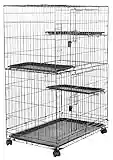 Amazon Basics Large 3-Tier Cat Cage Playpen Box Crate Kennel - 36 x 22 x 51 Inches, Black