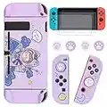 DLseego Coque Compatible avec Switch,Hard Étui de Protection Design Séparable avec 4 Capuchons de Thumbstick et 2 Protection écran, Anti-Rayures, Antichoc Housse de Protection pour Switch - Mauve