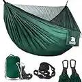 COVACURE Hängematte Outdoor Hängematte mit Moskitonetz - 350kg Belastbarkeit für 2 Personen 290 x 140 cm Ultraleicht Hammock Reise Gadgets für Camping Garten Survival Wander (Grün)