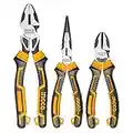 INGCO Pliers Set, High Leverage Hand Tools, 9.5 Inch Combination Pliers 7 Inch Diagonal Cutting Pliers 8 Inch Long Needle Nose Pliers Wire Cutters HKHLPS2832