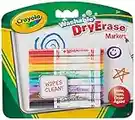 CRAYOLA Washable Dry-Erase Markers - Assorted Colours (Pack of 8) | Low Odour, Easy Wiping Colouring Fun! Ideal for Kids Aged 3+