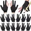 TOBWOLF 20PCS Pool Gloves, Nylon 3 Fingers Billiard Gloves, Pool Gloves Billiards Left Right Hand, Breathable Pool Cue Gloves, Elastic Cue Pool Gloves, Billiard Accessories Sports Gloves for Men Women